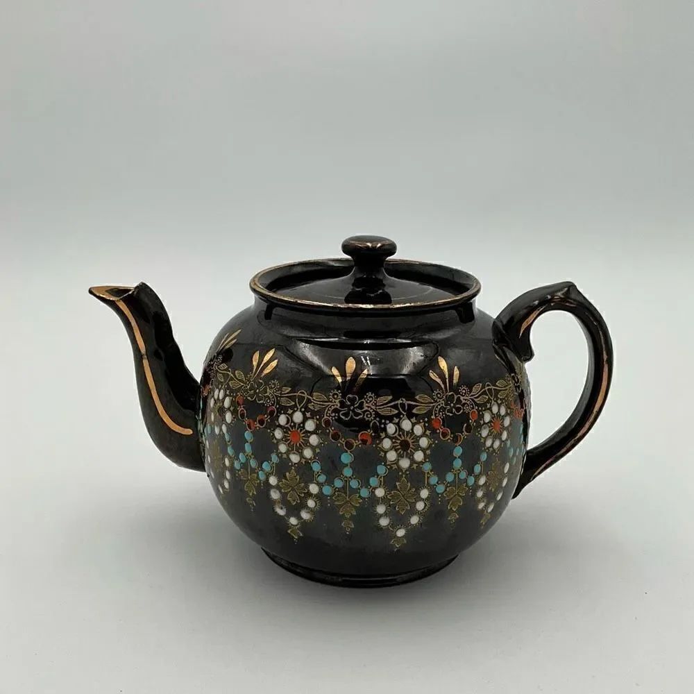 VINTAGE GIBSON Handpainted Black Teapot